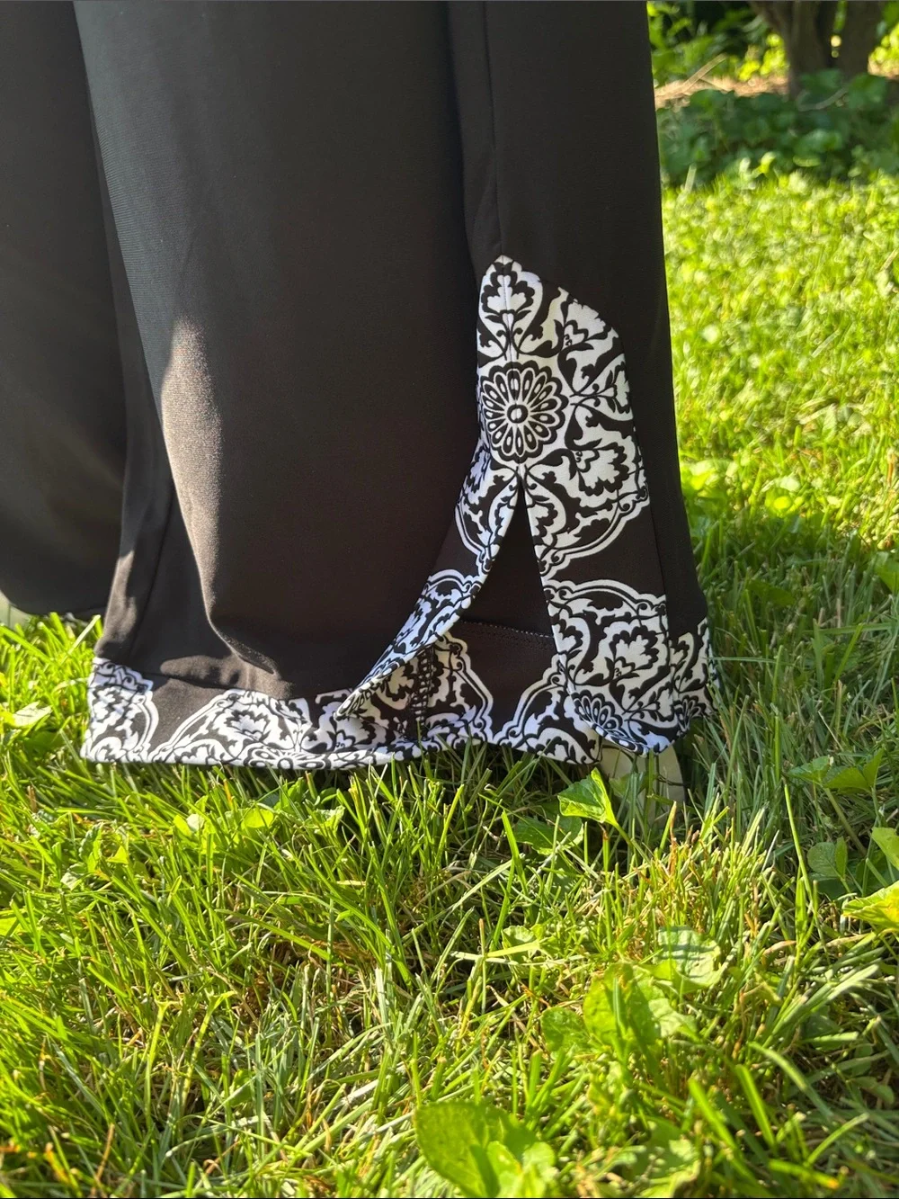 White House Black Market Black Wide Leg Pants with Contrast Hem